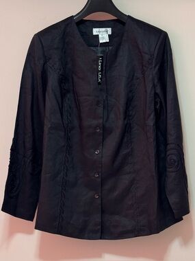 Lino USA Black 100% Linen button-down Blouse/Jacket
